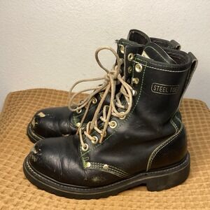 Honchos Steel Toe Mens 6.5 Women's 7.5 Leather lace up work Boots